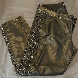 Torrid Tripp NYC Black Faux Leather Pants Laced Size 18 NWOT
